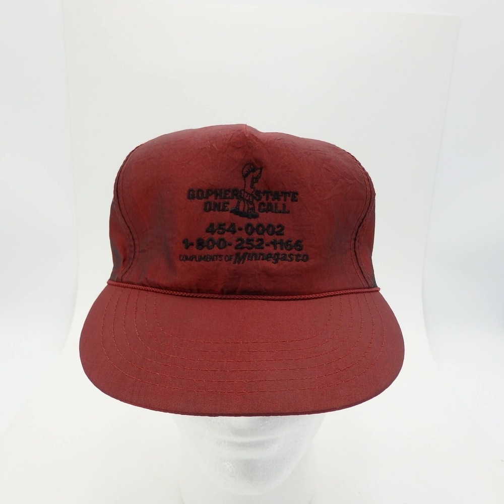 Gopher State‎ One Call Hat Cap Sportsman Embroidered Rope Snapback Red Nylon USA